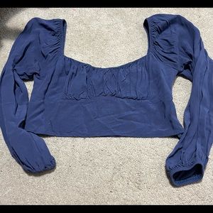 Blue rushed top